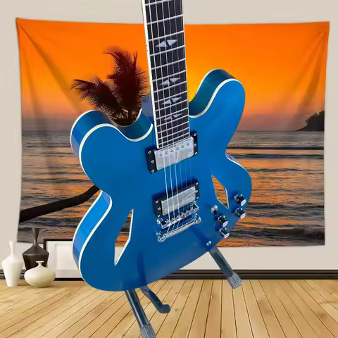 40 Inch Blue DG335 Guitar Rosewood Neck Maple Body 22 Tone HH Pickup Fixed Bridge Rock Music Free De