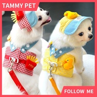 Small Dogs Harness Clothes and Leash Set Outing Sun Hat Set Cat Puppy Outdoor Walking Traction Rope 