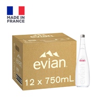 Evian Natural Mineral Water Glass Bottle 12 x 750ML - Case