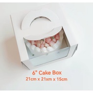 6" White Cake Box With Window-Extra Thick Cake Support Base- 21cm x 21cm x 15cm