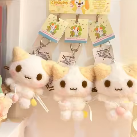 Masyumaro Fluffy Fuwa Nyanko Cat Plush Keychain Keyring Keyholder Cartoon Kawaii Cute Bag Keychains 