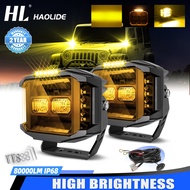 5Inch Side Shooter Model LED Work Light 80000LM Dual Color Sportlight with DRL White and Amber Wire Kit for Car 4x4 Offroad Truck Pickup 12V 24V