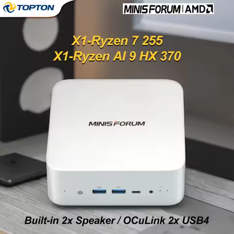 MINISFORUM AI X1 370 255 Mini PC AMD Ryzen AI 9 HX 370 Radeon Ryz7 255 OCuLink 2xUSB4 Dual Speaker W
