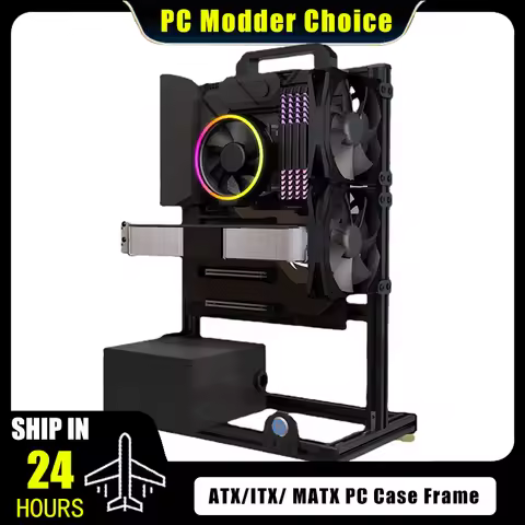 Open Type Computer Case Frame,Vertical Chassis Shelf, DIY Desktop Gaming Gamer PC Cabinet Support AT