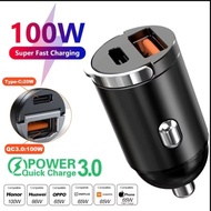 QC3.0 PD Car Charger 5A Fast Charing 2Port 12-24V Cigarette Socket Lighter Car USBC Charger for iPho