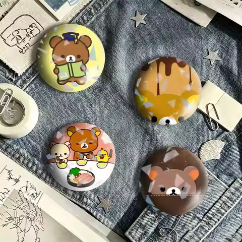 Cute Rilakkuma Brooch Metal Decorative Brooch Pins for Backpack Clothes Jacket Accessories,Souvenir.