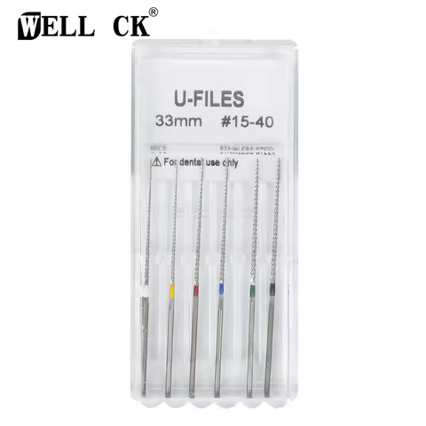 6pcs/Box Dental U files Root Canal Endodontic Files Stainless Steel with Scaler Tips E1 E2 For EMS W
