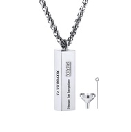 INBLUE Personalized 3D Vertical Bar Urn Necklace for Ashes Cremation Urn Pendant Engraved Name/Date 