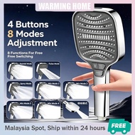 2-in-1 High Pressure Shower Head 8 Modes  Air Turbo Boost 233% Pressure Increase 6m Spray Jet