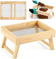 Vicenpal Soil Sifter Dirt Sifter with Folding Bracket for Gardening Wood Compost Sifters for Rocks S