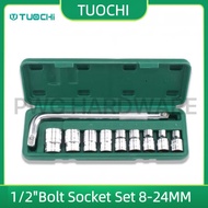 TOUCHI 10PC 1/2" Drive Box Socket Set 8-24MM (6P) / 1/2" Bolt Socket Wrench Set 8MM-24MM / Spannar B