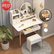 GDeal Modern Nordic Dressing Table Fashion Bedroom Makeup Desk With Drawers And Mirror
