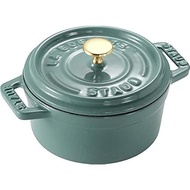 Staub Z1025-988 "Picot Cocotte Round Eucalyptus 14cm" Small two-handled cast iron enameled pot IH compatible with...
