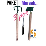 KAYU Economical package, 3 pcs wooden rakes, wooden knives and stenlis knives