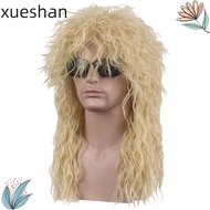 XUESHAN 70s 80s Rockstar Wig, Curvy Long Halloween Party Cosplay Wig, Fluffy Punk Mullet Wig