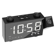 6 Inch Digital FM Projection Radio Alarm Clock 4 Brightness Adjustment 3 Time Displays Dual with Sno