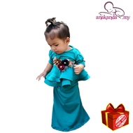 Baju Raya kurung baby girl [Peplum Anakanda.my] + Free gift [Turqoise] 2023