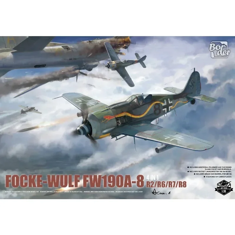 BORDER BF-009 Focke-Wulf FW-190A-8 4 in 1 (R2 R6 R7 R8) 1/35 Assembled Aircraft Model Kit