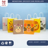 Kraft Paper Bag/Birthday Paper Bag/Animal Paper Bag/Birthday Gift Bag/Birthday Paper Bag/Motif Paper Bag I AK02K7-AK03K7