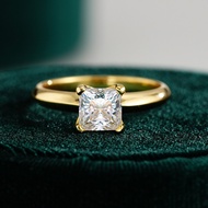 【 GRA Certificate Attached 】 1.5ct genuine moissanite ring, princess square cut D-color S925 pure si