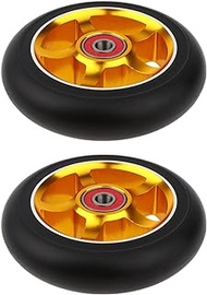 TX GIRL 2 Pieces 100mm/3.9 Inch Scooter Wheels With Bearing Bushings Wheels Replacements Scooters Accessories 7 Colors (Color : Gold)