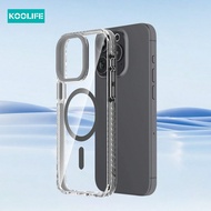 Koolife 1 ชิ้นการดูดซับแม่เหล็กการชาร์จไร้สายพร้อมแถบด้านข้าง, โปร่งใส, เคสโทรศัพท์กันกระแทก, เข้ากั