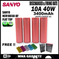 SANYO-NCR18650 BF Rechargeable Battery (3400mAh 10A) FREE CASE 4PCS Original (READYSTOK) MNA GADGETZ