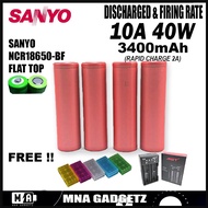 SANYO-NCR18650 BF 3400mAh 10A High Capacity High Drain with Free Gift ORIGINAL JAPAN Flat Top (READY