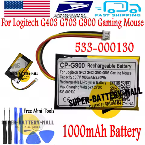 USPS1000mAh Battery for Logitech G403 G703 G900 Wireless Gaming Mouse 533- 000130