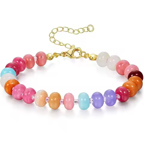 Natural Stone Abacus Beads Beaded Ladies Bracelet Bohemian Adjustable Bracelet