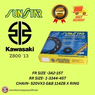 Z800 2013 SPROCKET SET KIT **SUNSTAR** KAWASAKI 520VX3 G&B 114ZB XRING