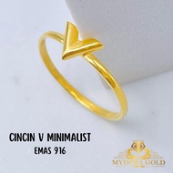 Mydora Minimalist V Ring | Gold 916