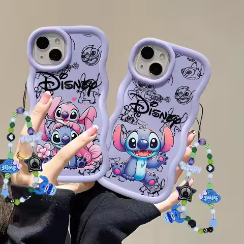 3D Disney Cute Stitch Chain Phone Case For Motorola Moto Edge 40 50 60 Pro Fusion G100 G86 G56 G75 G
