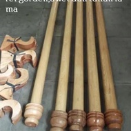 160 Cm Pole Rail, Ayu Mahogany Curtain Rod Ethnicnatural