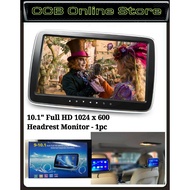 10.1 INCH FULL HD MEDIA PLAYER EXTERNAL HEADREST MONITORS FOR CARS RESOLUTION 1024 × 600.MP3/MP4/MP5