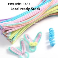 100pcs+/- Twist Stick/Colourful Chenille Stems/Dawai Jong/Dawai Bulu/Kawat Bulu Soft Felt Strip 绒毛条