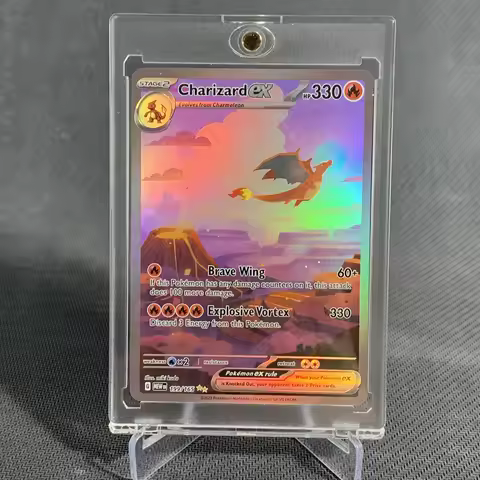 Pokemon Cards with Magnetic Card Holder Charizard Ex GX Rainbow Blastoise VMAX Hobbies Rare Collecti