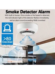 煙霧感應器火災警報系統,用於家庭辦公室安全煙霧警報火災保護,不含9v電池