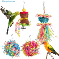 SEPTEMBER 4pcs/set Parrot Chewing Toys, Bite resistant Paper Bird Cage Hanging Toys, Parrots Cage Hanging Foraging Random Color with Haning Hook Parrot Shredder Toy Grinding