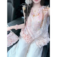 CHANGTONG | ชุดเสื้อกั๊กและกางเกงลำลองสไตล์จีนใหม่ ชุดสองชิ้น ฤดูร้อน 2025 ความรู้สึกระดับไฮเอนด์ ชุ