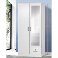 ROAM6ft 2 Door Wardrobe Clothes Storage Cabinet With Mirror Almari Baju Cermin Grey White Brown Colo