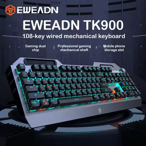 EWEADN TK900 Mechanical Keyboard USB-C Rechargeable RGB Backlit Ergonomic Gaming Keyboard For PC Lap