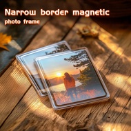 10-Piece Blank Narrow Border Magnetic Photo Frame Set - Mini Fridge Frames With Translucent Acrylic 