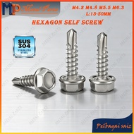 SUS304 Hexagon Head Washer Awing Screw | Stainless Steel Hex Head Self Drilling Roofing Screw |Hexag