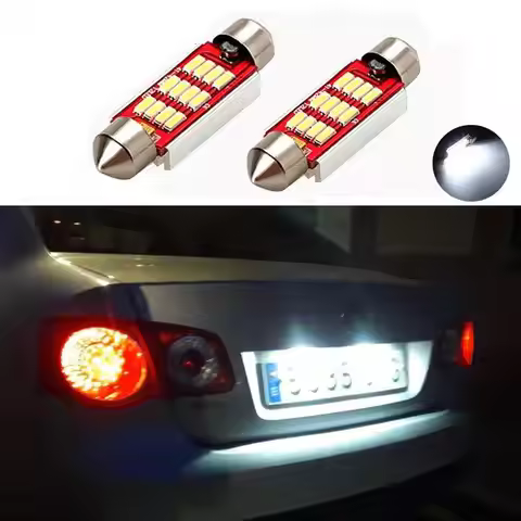 2Pcs Canbus Festoon 36Mm LED Bulb C5W 4014 SMD Lamp Car License Plate Lights For VW Golf 3 4 5 6 Pas