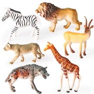 Solid mini African animal model simulation Antelope male lion female lion giraffe hyena zebra toy