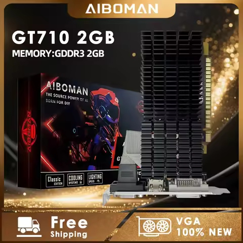 AIBOMAN GT710 2GB Graphics Cards GDDR3 64BIT 19W 23NM PCI-E 2.0x8 HDMI DVI CRT Game Video Office Des