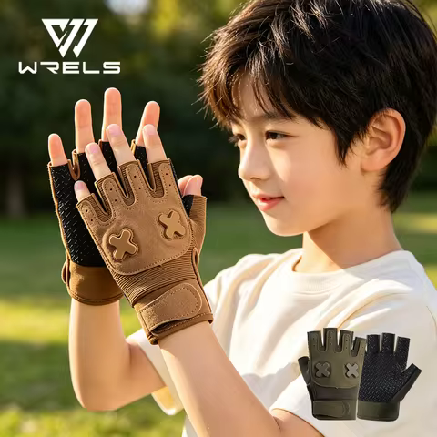 Kids Sport Gloves Breathable Anti-Slip Cycling Tactical Gloves 5-11 Ages Adjustable Outdoor Climbing