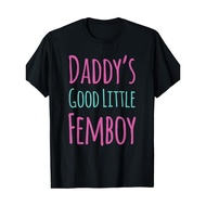 MenS Casual Cotton T-Shirt with DaddyS Good Little Femboy Print, Short Sleeve, Crew Neck, Regular Fi