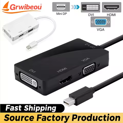 3 IN 1 Mini DisplayPort To DVI VGA HDMI-compatible 4K 1080P Thunderbolt Mini DP To HD VGA DVI Conver